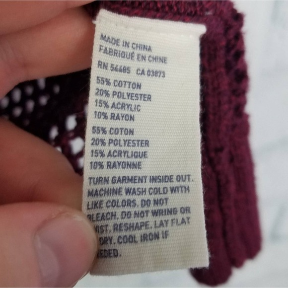 American Eagle Outfitters Womens Open Knit Burgundy Sweater Size XS - Picture 5 of 7
